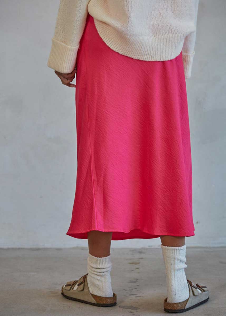Gala Satin Maxi Skirt - Hot Pink