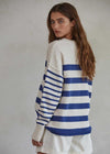 Get Cozy Pullover Sweater - Cream & Navy