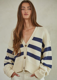 Irena Cardigan - Cream & Navy