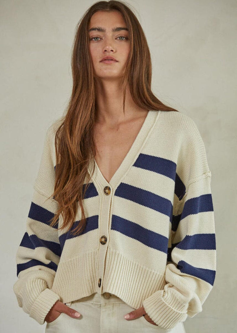 Irena Cardigan - Cream & Navy