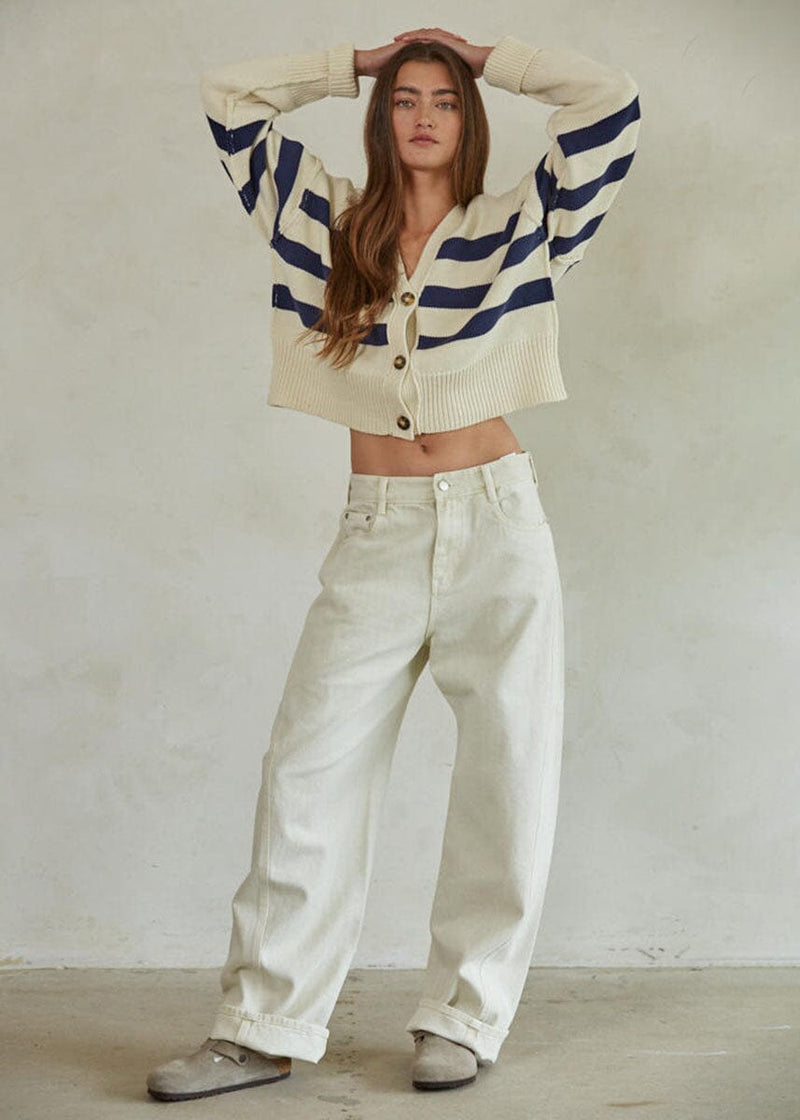 Irena Cardigan - Cream & Navy