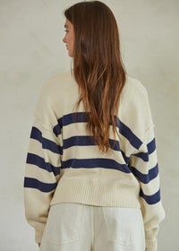 Irena Cardigan - Cream & Navy