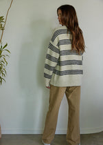 Raleigh Striped Pullover - Cream & Grey