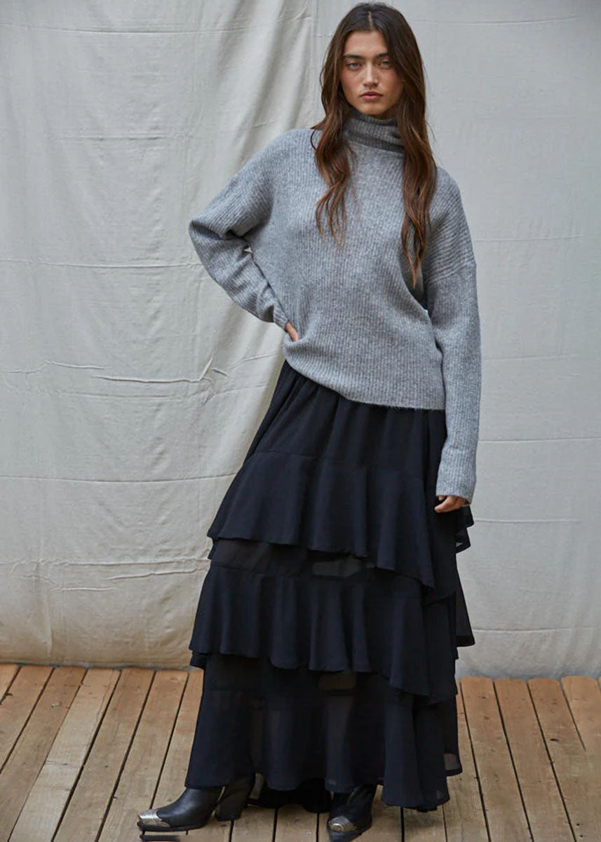 Melrose Turtleneck Sweater - Heather Grey