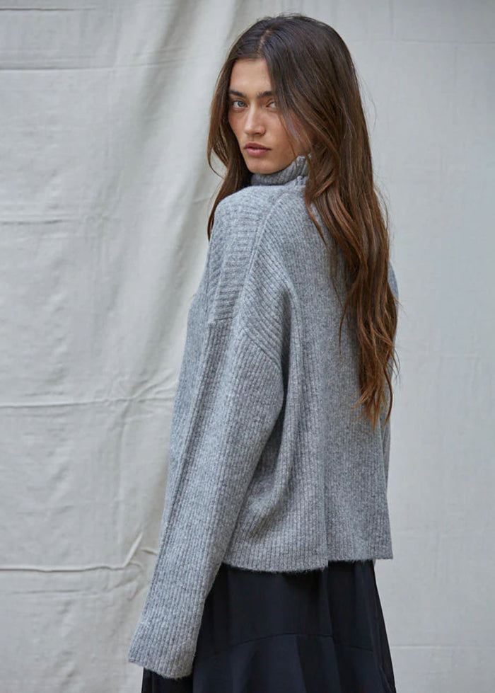 Melrose Turtleneck Sweater - Heather Grey