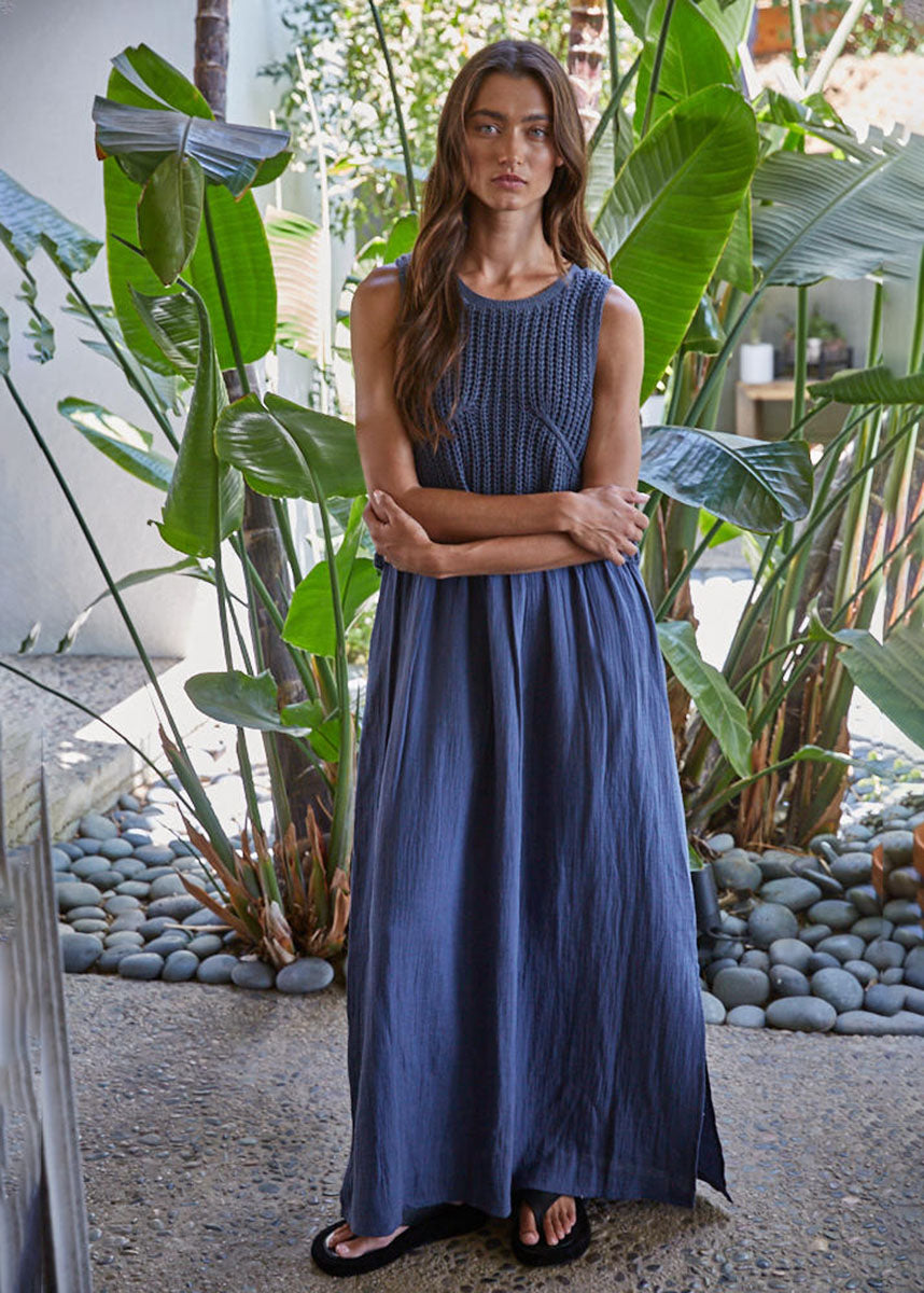 Braylee Sweater Layered Dress - Navy