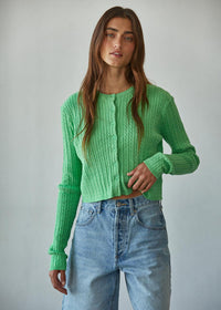Avon Cable Knit Cardigan - Green