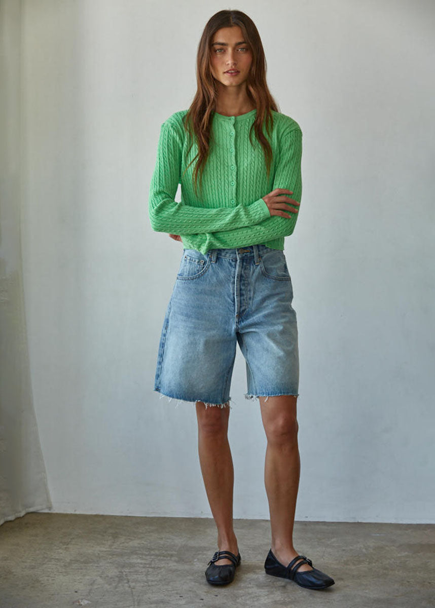 Avon Cable Knit Cardigan - Green