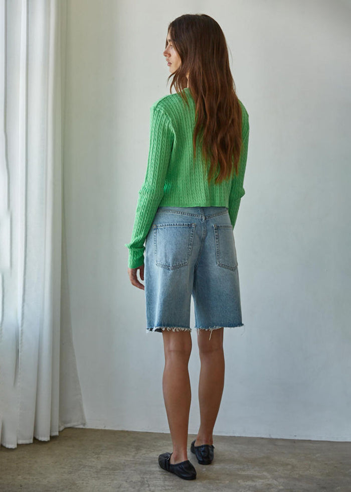 Avon Cable Knit Cardigan - Green