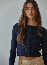 Avon Cable Knit Cardigan - Navy