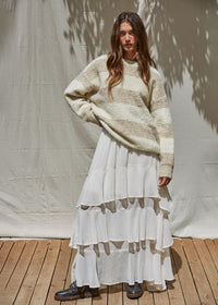 Olsen Textured Striped Sweater - Cream Taupe