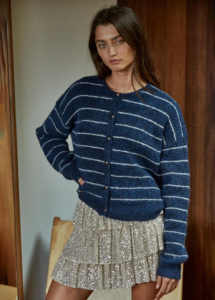 Bellevue Cardigan - Navy Ivory