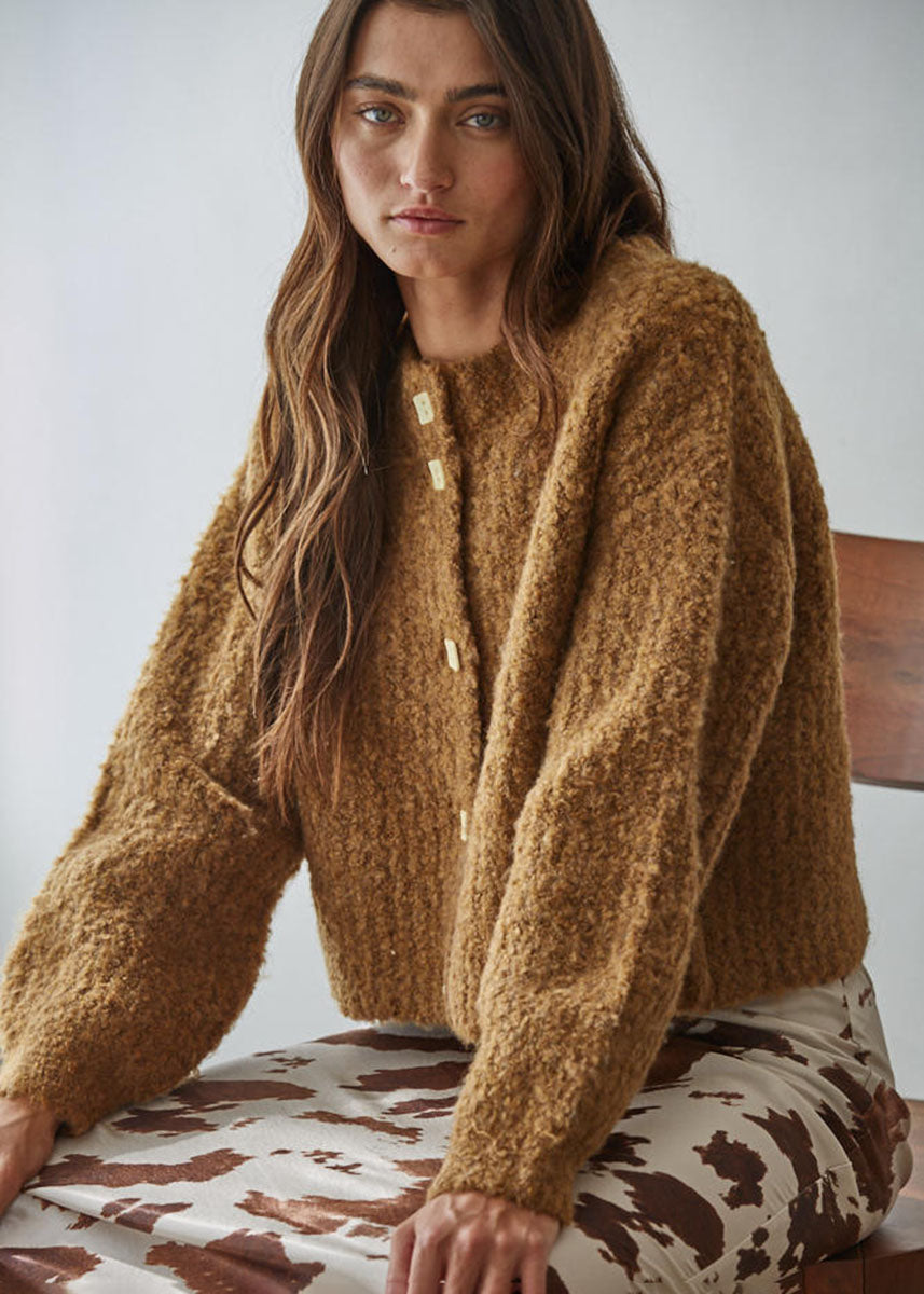 Clara Plush Cardigan - Dark Mustard
