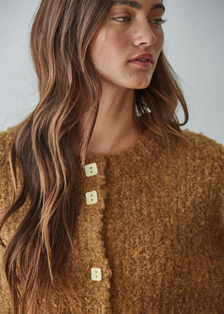Clara Plush Cardigan - Dark Mustard