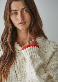 Crimson Peak Pullover Sweater - Cream Red