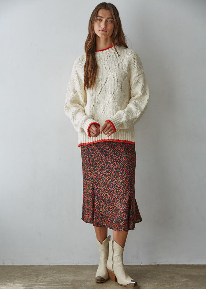 Crimson Peak Pullover Sweater - Cream Red