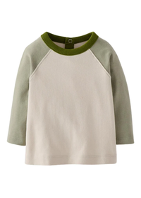 Baby Long Sleeve Baseball Tee - Green Colorblock