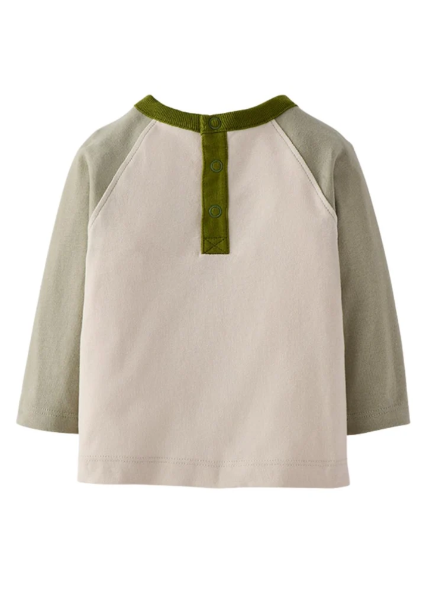 Baby Long Sleeve Baseball Tee - Green Colorblock