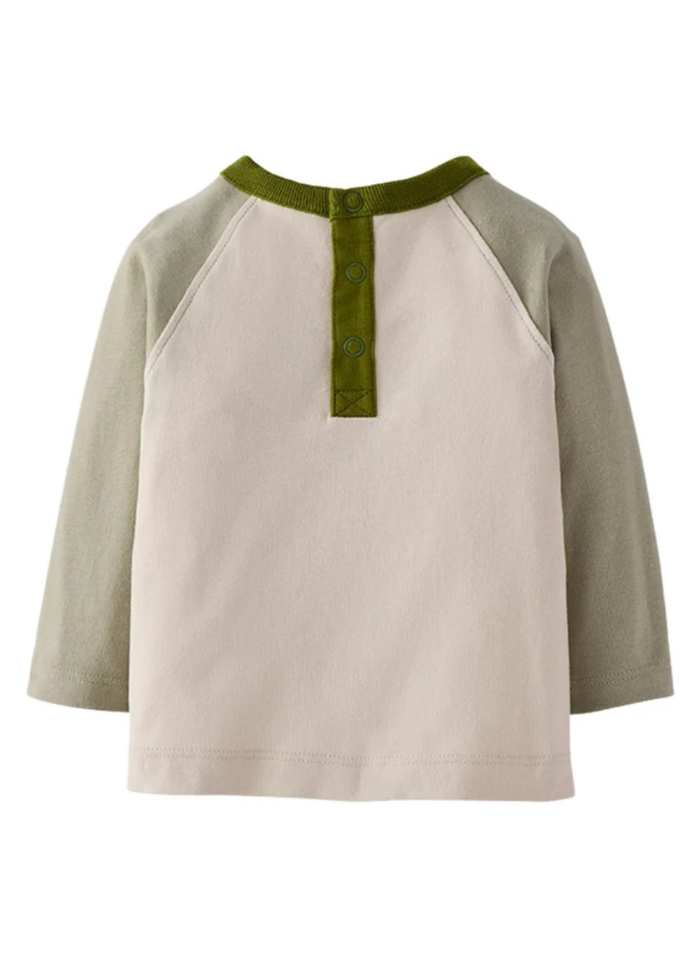 Baby Long Sleeve Baseball Tee - Green Colorblock