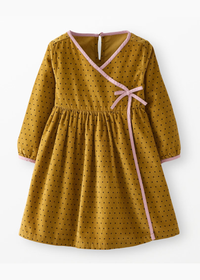 Balloon Sleeve Corduroy Wrap Dress - Tiny Dots
