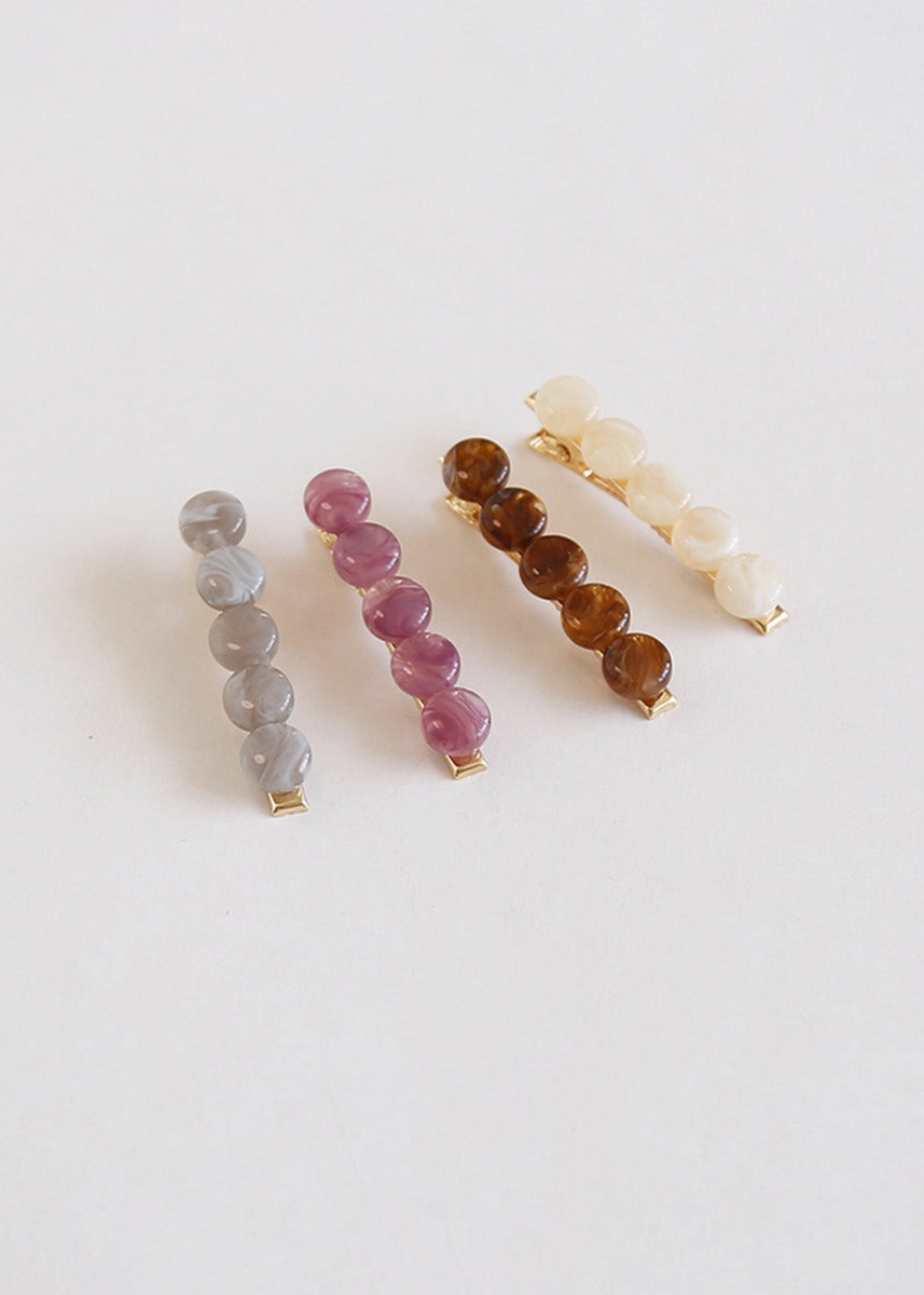 Beaded Acetate Barrette - Brown