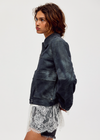 Blair Vegan Suede Jacket - Navy Wave