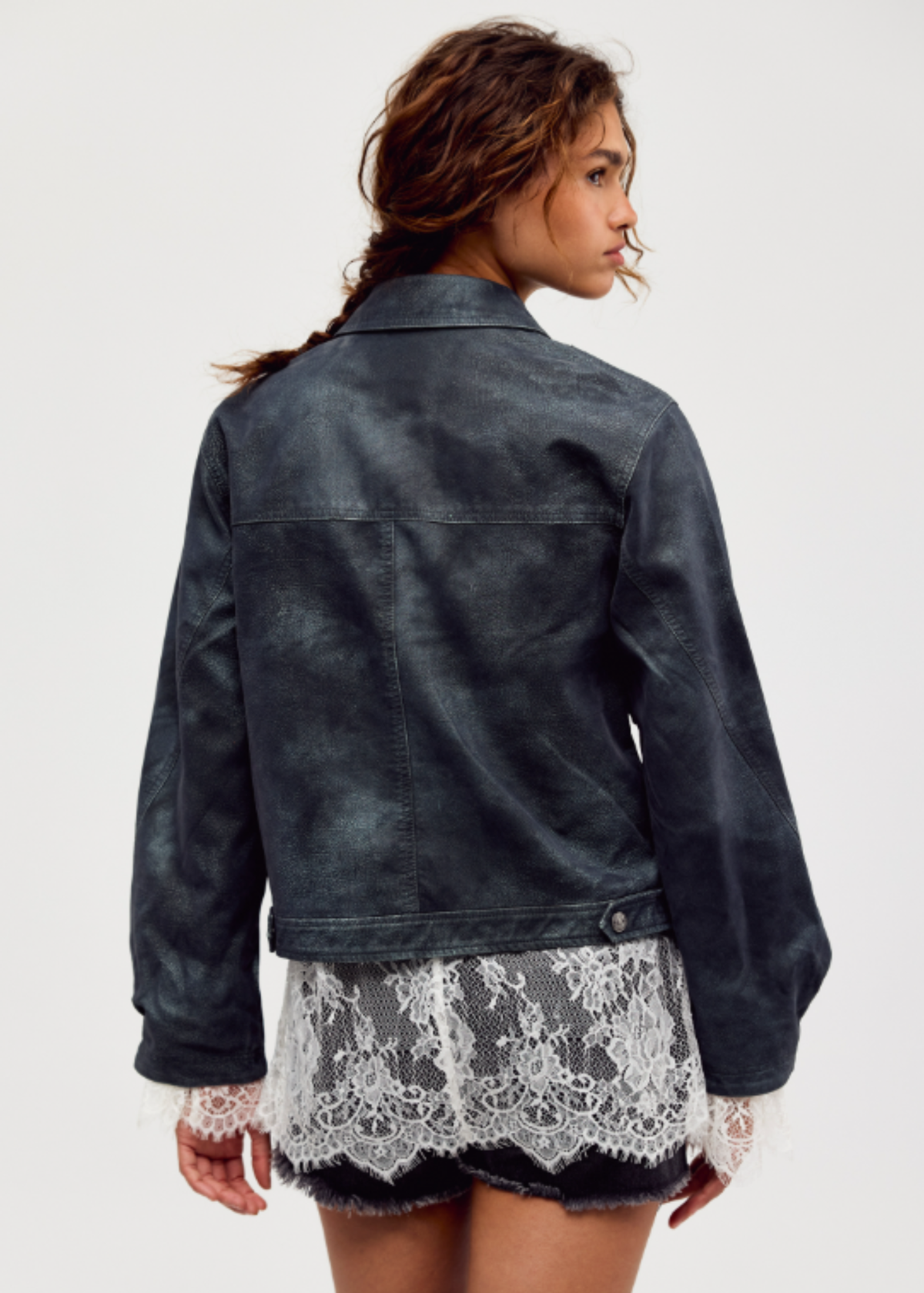 Blair Vegan Suede Jacket - Navy Wave