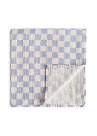 Muslin Swaddle Organic Cotton Blanket - Blue Check