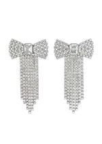 Crystal Bow Earrings - Silver