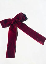 Classic Velvet Hair Bow Barrette - Red