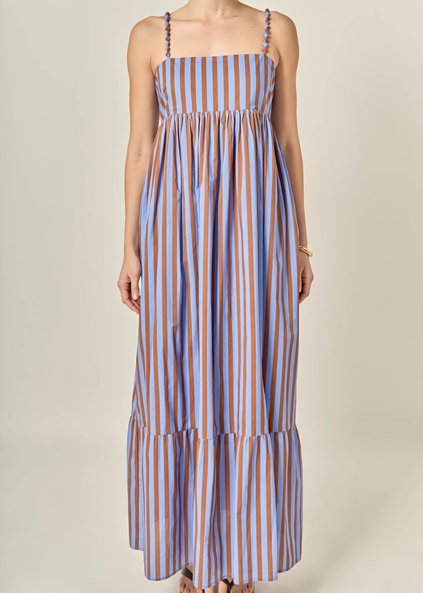 Brady Striped Maxi Dress - Blue & Brown