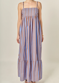 Brady Striped Maxi Dress - Blue & Brown