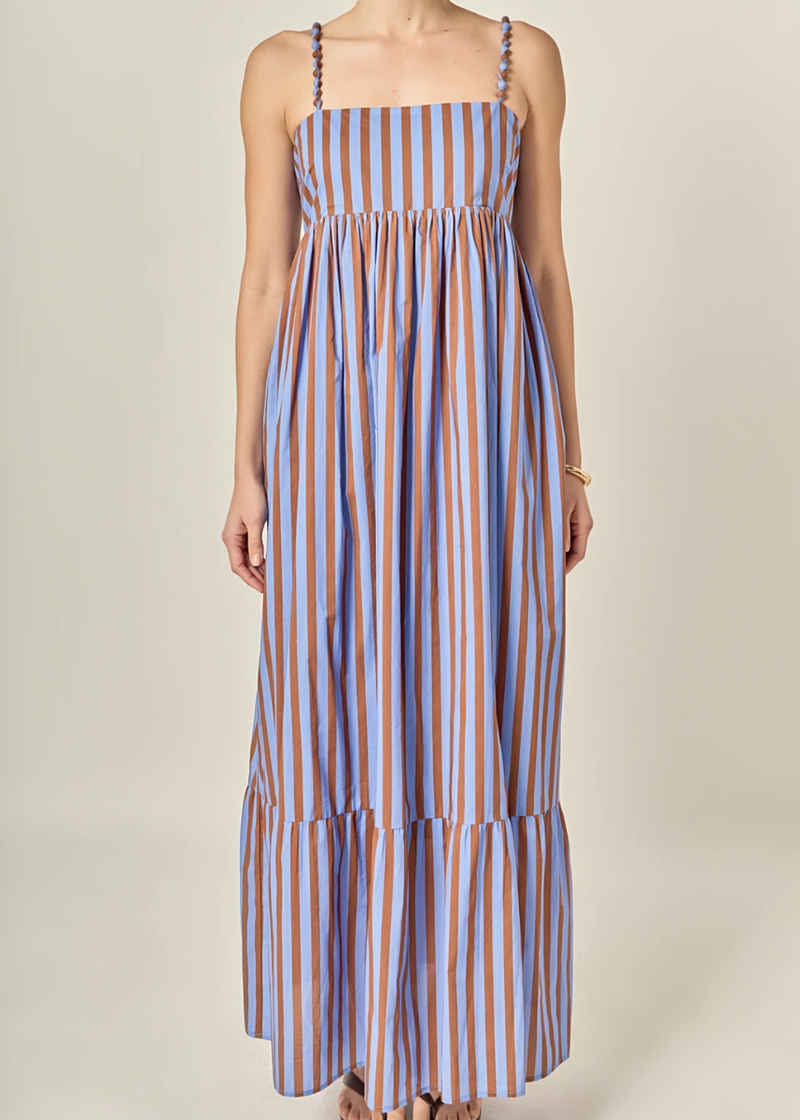 Brady Striped Maxi Dress - Blue & Brown