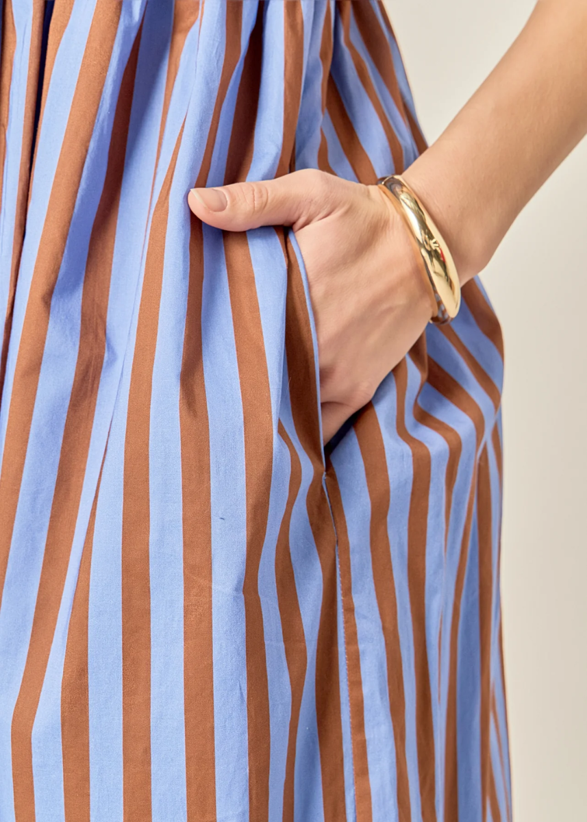 Brady Striped Maxi Dress - Blue & Brown