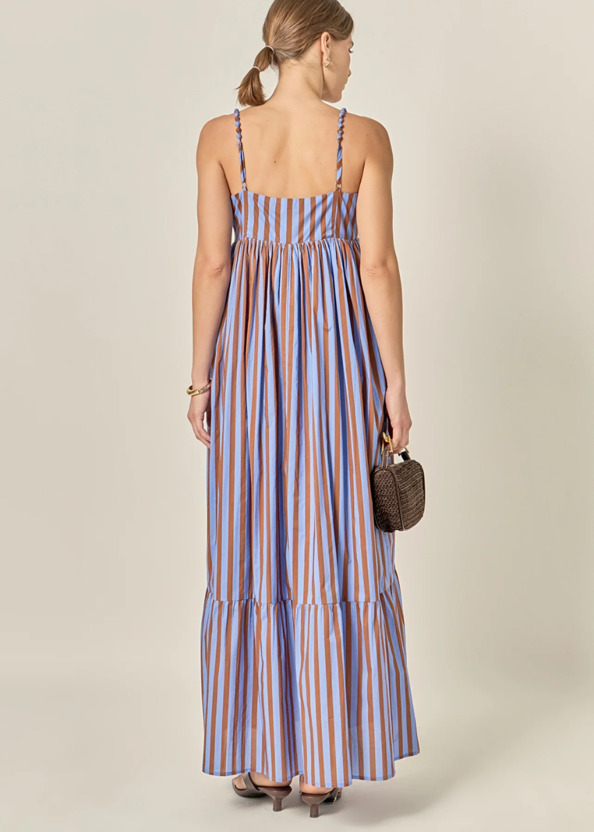 Brady Striped Maxi Dress - Blue & Brown