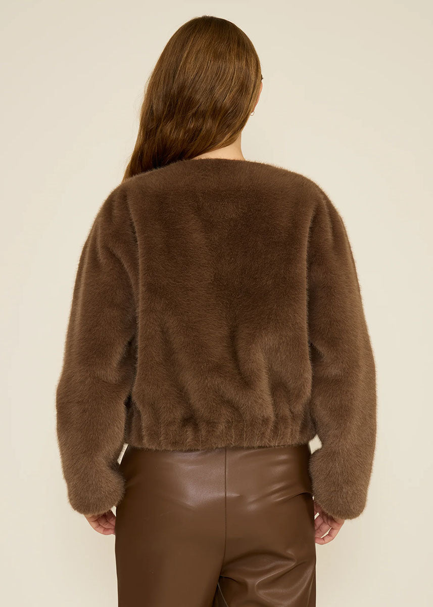 Aubrey Faux Fur Jacket - Brown