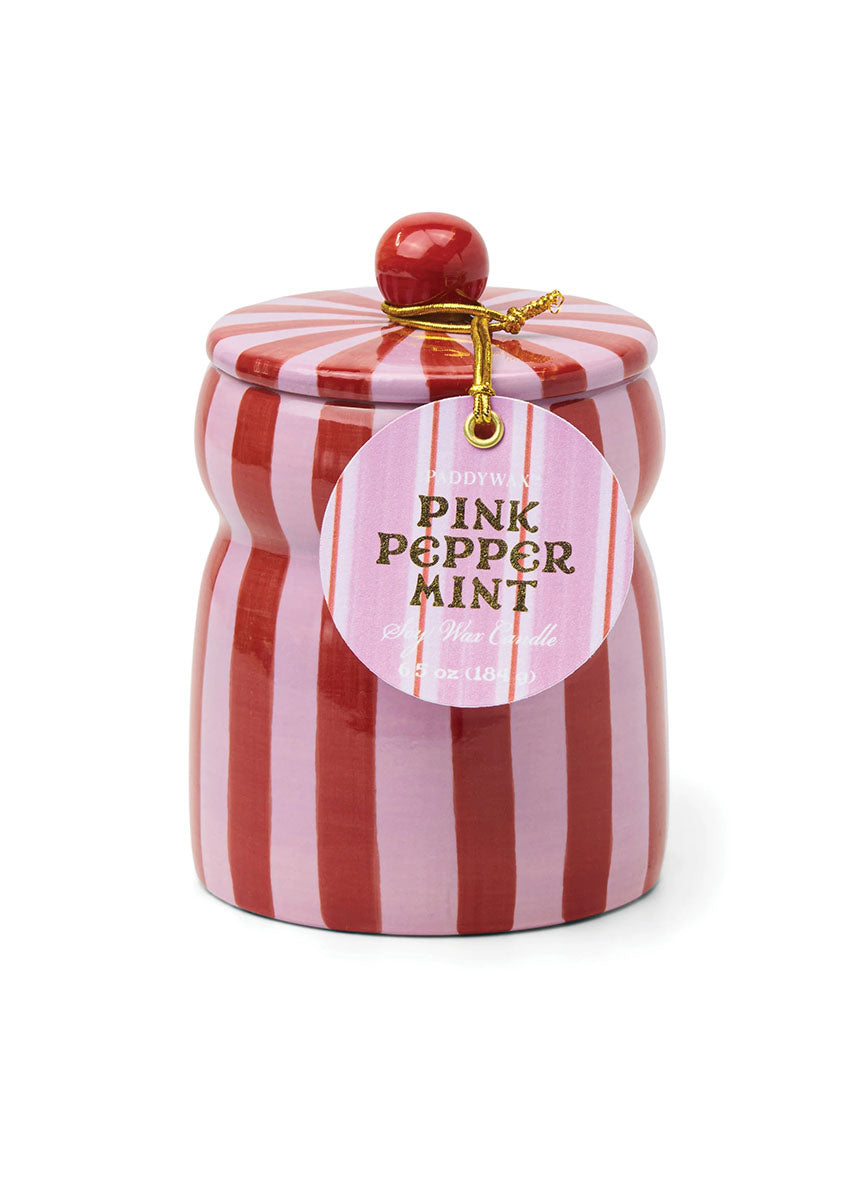 Cabana Red & Pink Striped Candle - Pink Peppermint - 6.5oz
