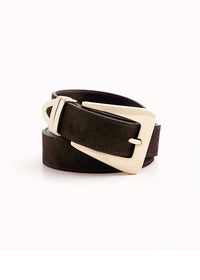 Carmen Belt - Dark Cacao Suede & Gold