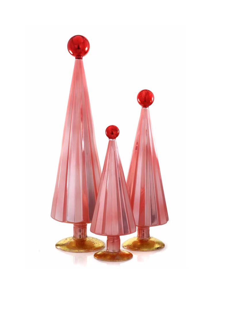 Large Pleated Glass Tree - Pink & Red