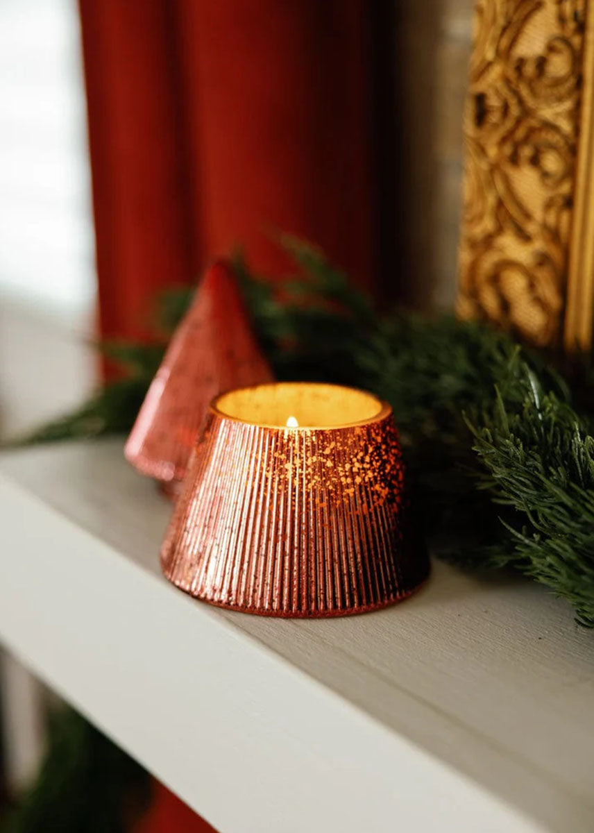 Winter Berry Red Ribbed Stacked Tree Candle - 7oz.