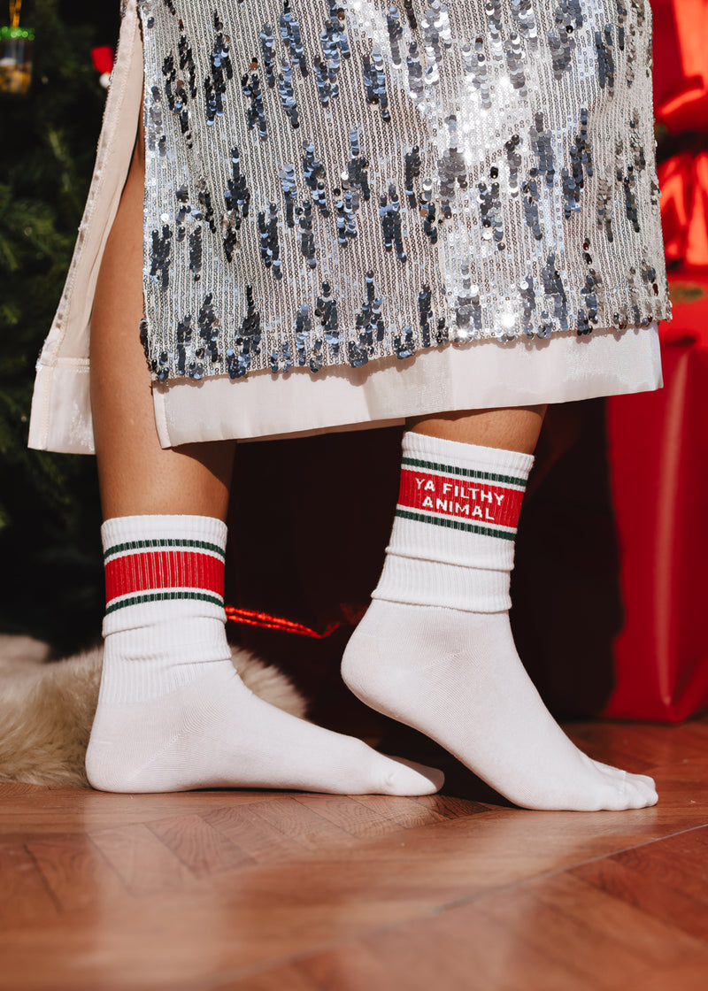 Keep The Change Ya Filthy Animal Long Crew Socks - Ivory