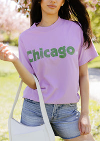 Chicago. Oversized Tee - Purple & Green