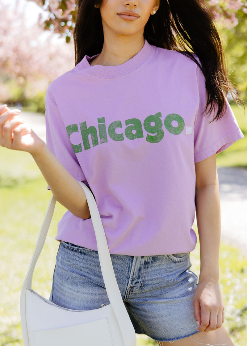 Chicago. Oversized Tee - Purple & Green