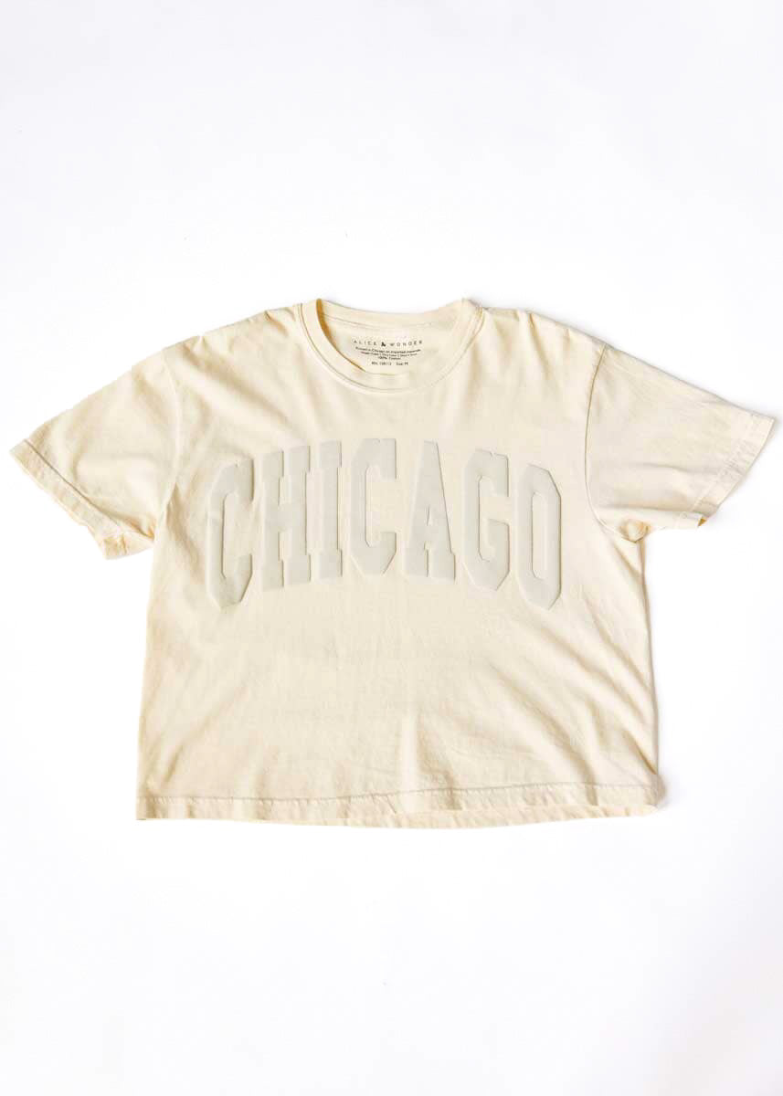 Chicago Collegiate Puff Crop Tee - Ivory