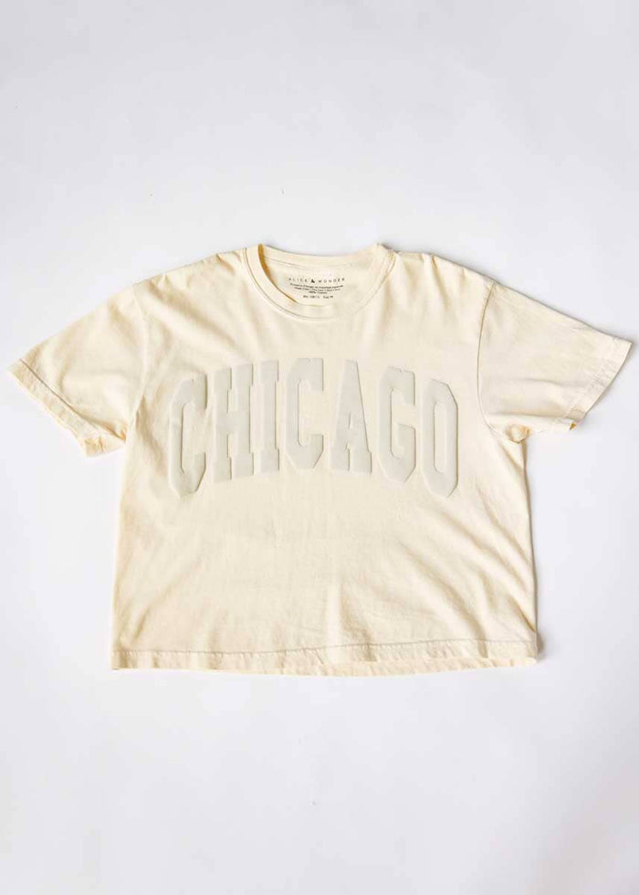 Chicago Collegiate Puff Crop Tee - Ivory