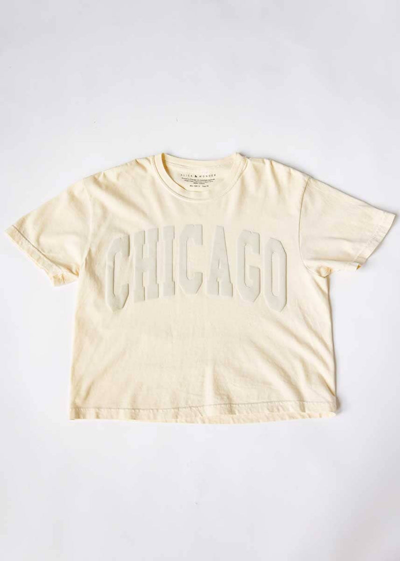 Chicago Collegiate Puff Crop Tee - Ivory