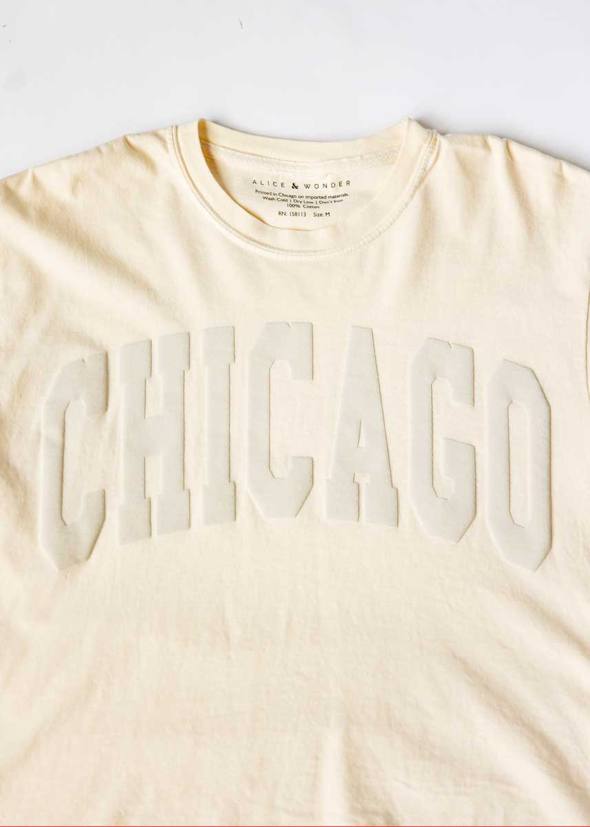Chicago Collegiate Puff Crop Tee - Ivory