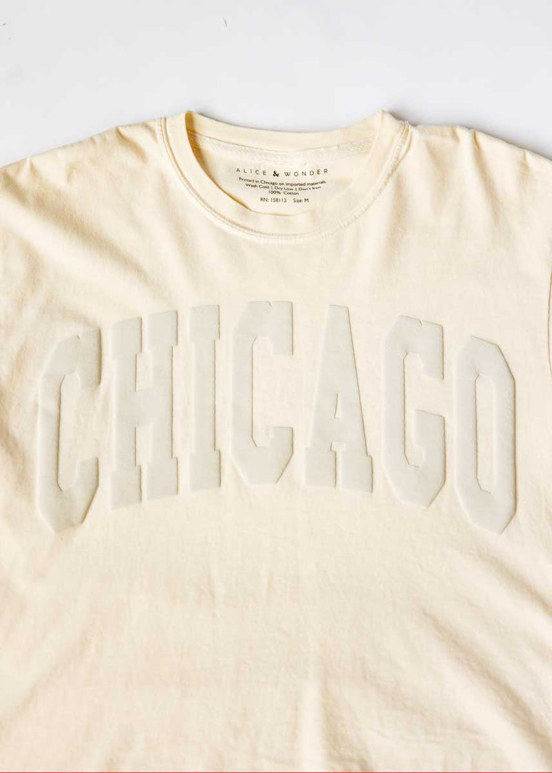 Chicago Collegiate Puff Crop Tee - Ivory