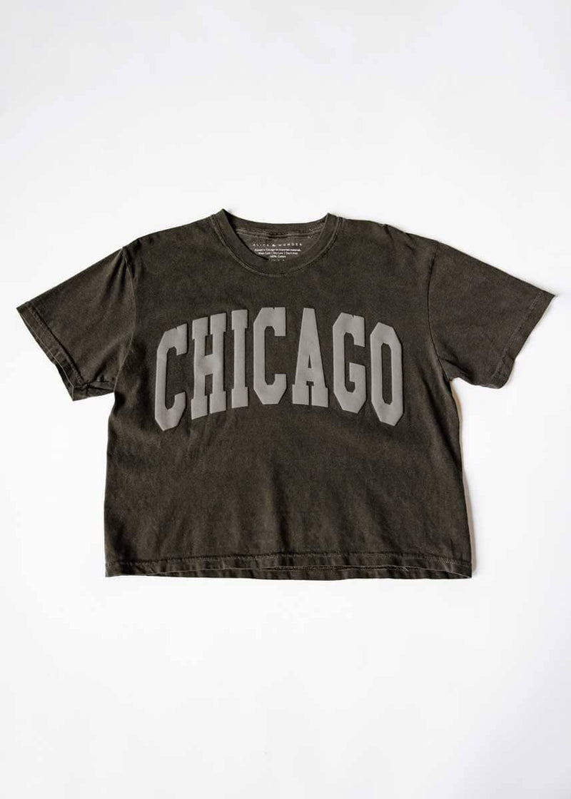 Chicago Collegiate Puff Crop Tee - Pepper