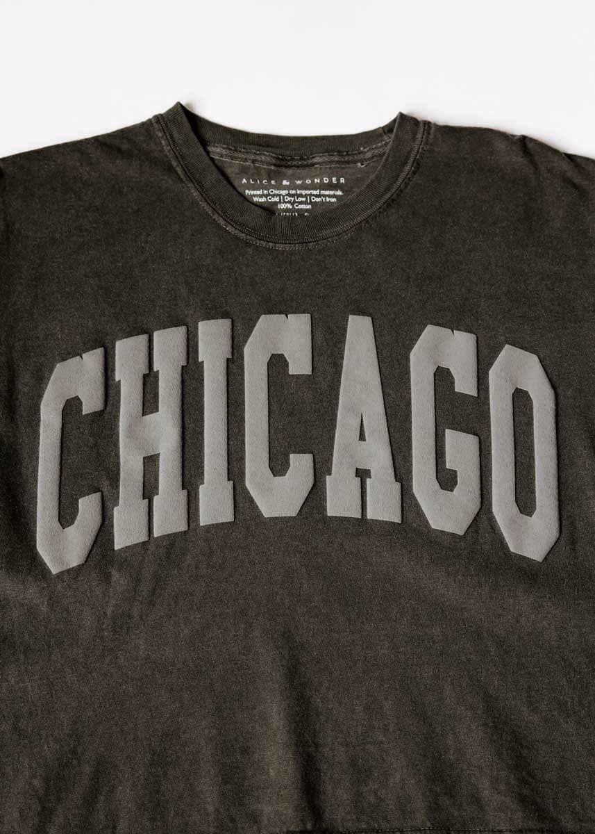 Chicago Collegiate Puff Crop Tee - Pepper